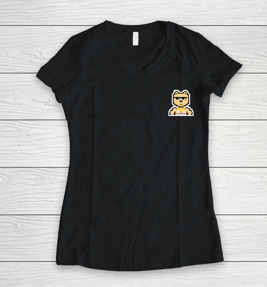 8Bit Hampter Bunker Branding Co Women V-Neck T-Shirt