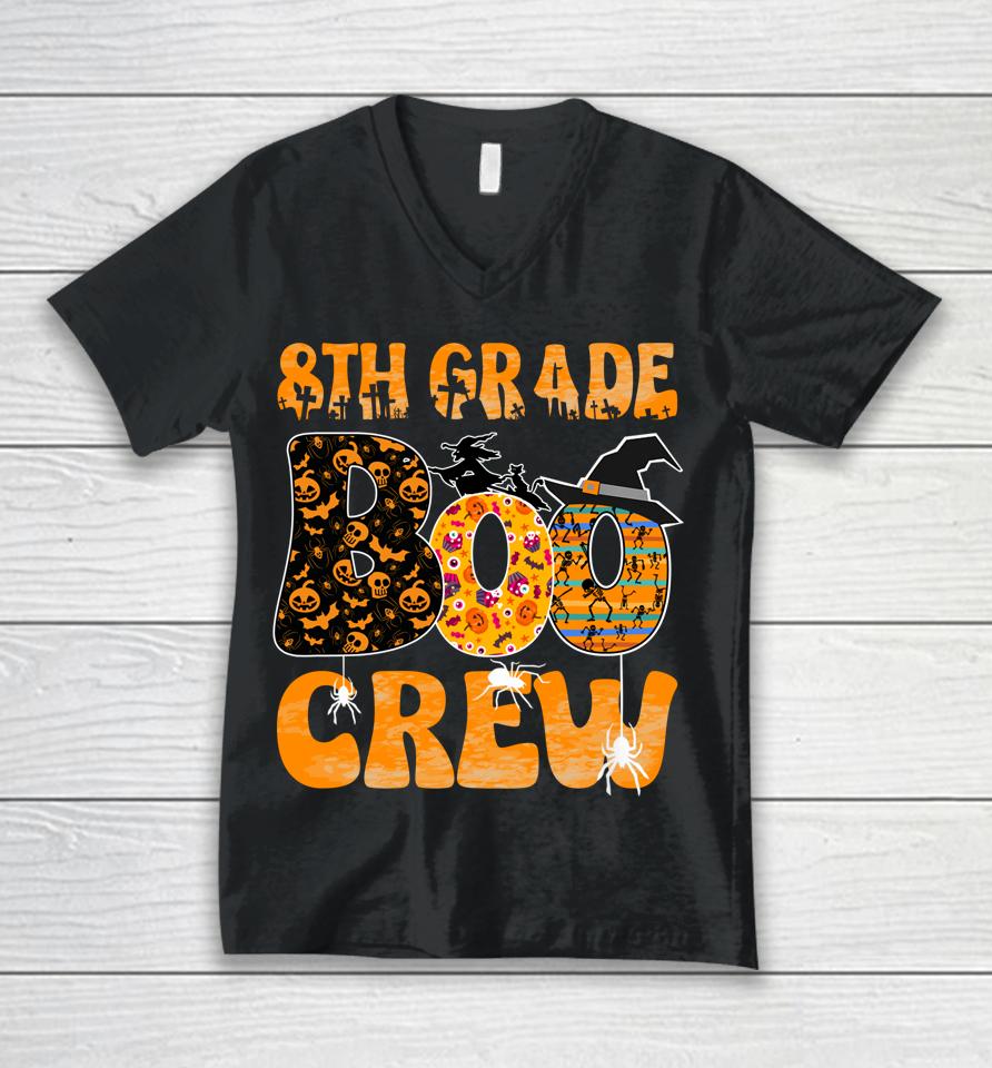 8Th Grade Boo Crew Vintage Halloween Costumes For Teachers Unisex V-Neck T-Shirt