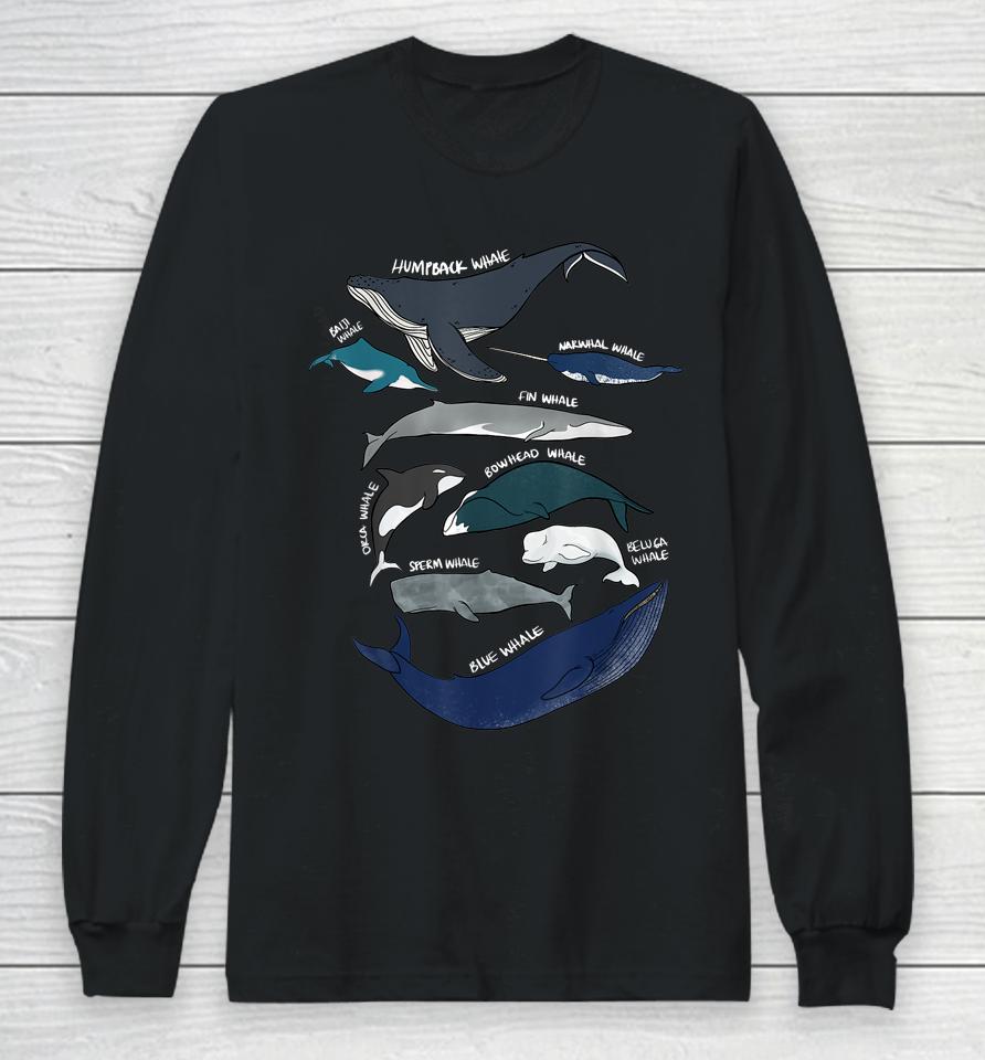 9 Types Of Whales Long Sleeve T-Shirt