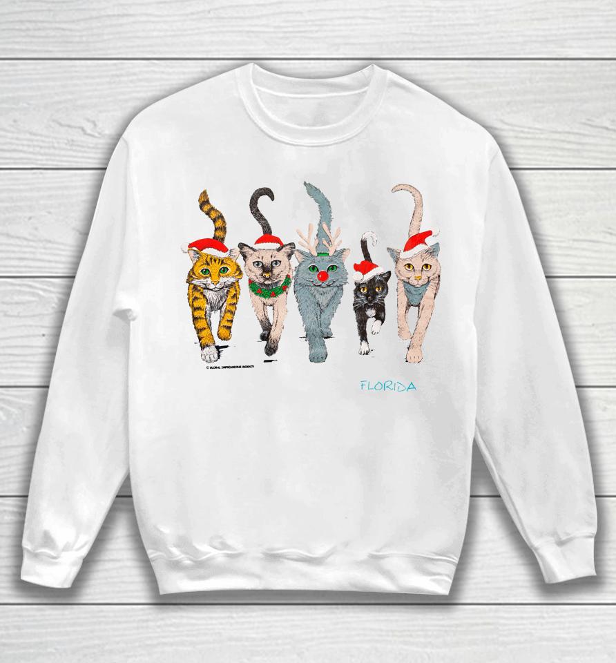 90S Florida Christmas Cats Sweatshirt