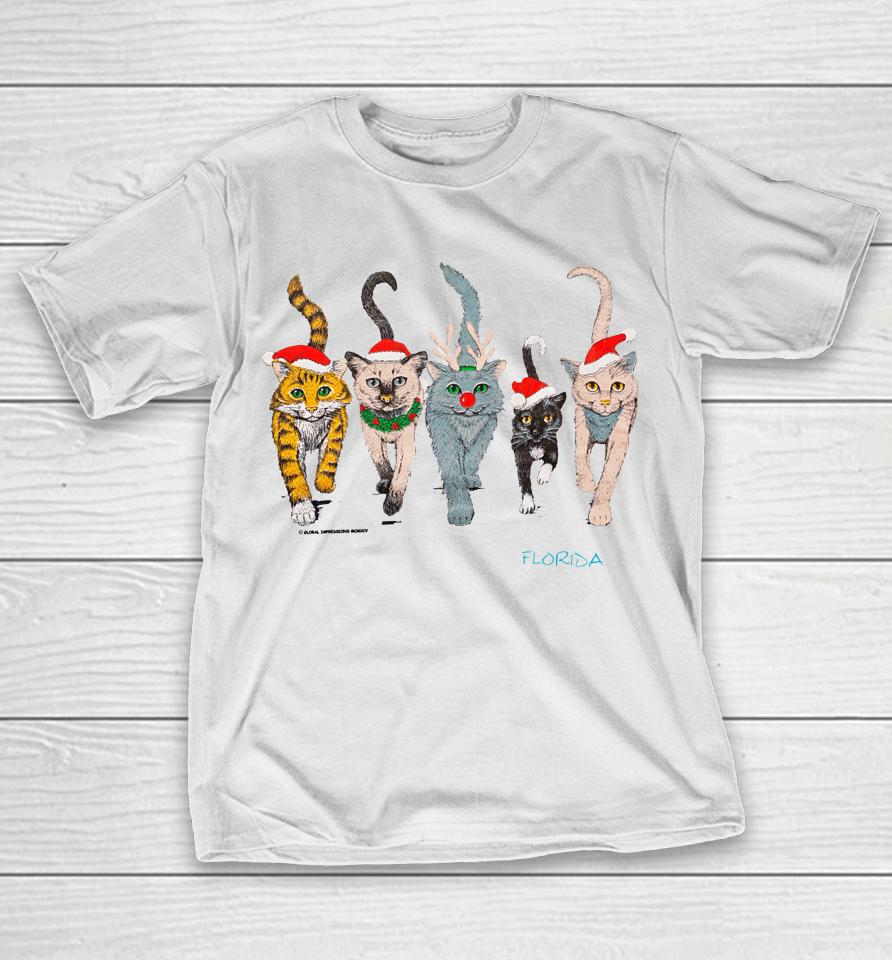 90S Florida Christmas Cats T-Shirt