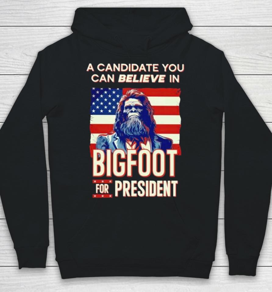 A Candidate You Can Believe In Bigfoot For President American Flag Hoodie