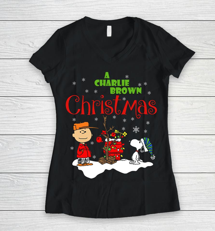 A Charlie Brown Christmas , Peanuts Snoopy Women V-Neck T-Shirt