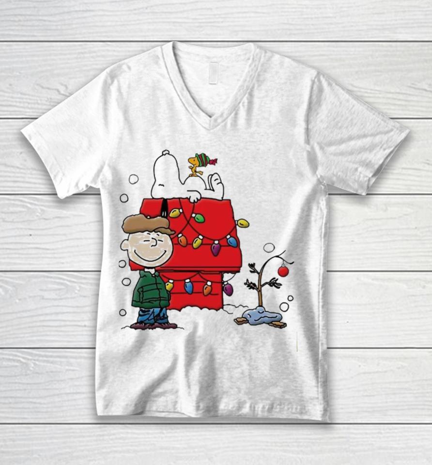 A Charlie Brown Christmas With Snoopy Dog Merry Christmas Unisex V-Neck T-Shirt