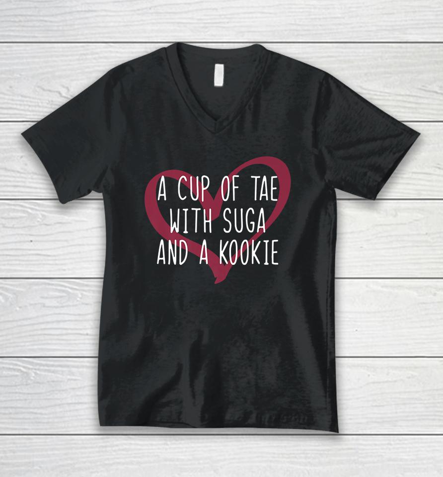 A Cup Of Tae With Suga And A Kookie Unisex V-Neck T-Shirt