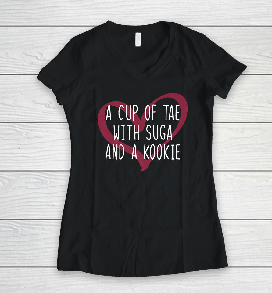 A Cup Of Tae With Suga And A Kookie Women V-Neck T-Shirt