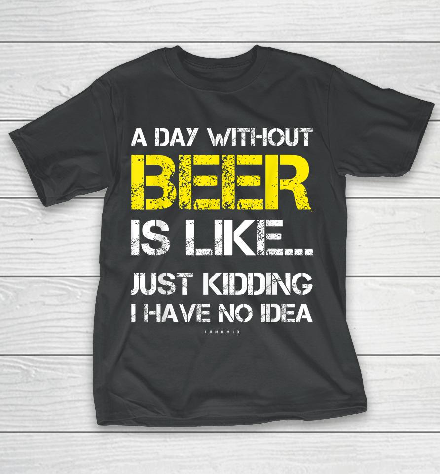 A Day Without Beer Is Like Just Kidding I Have No Idea Funny Beer Lover Gift T-Shirt