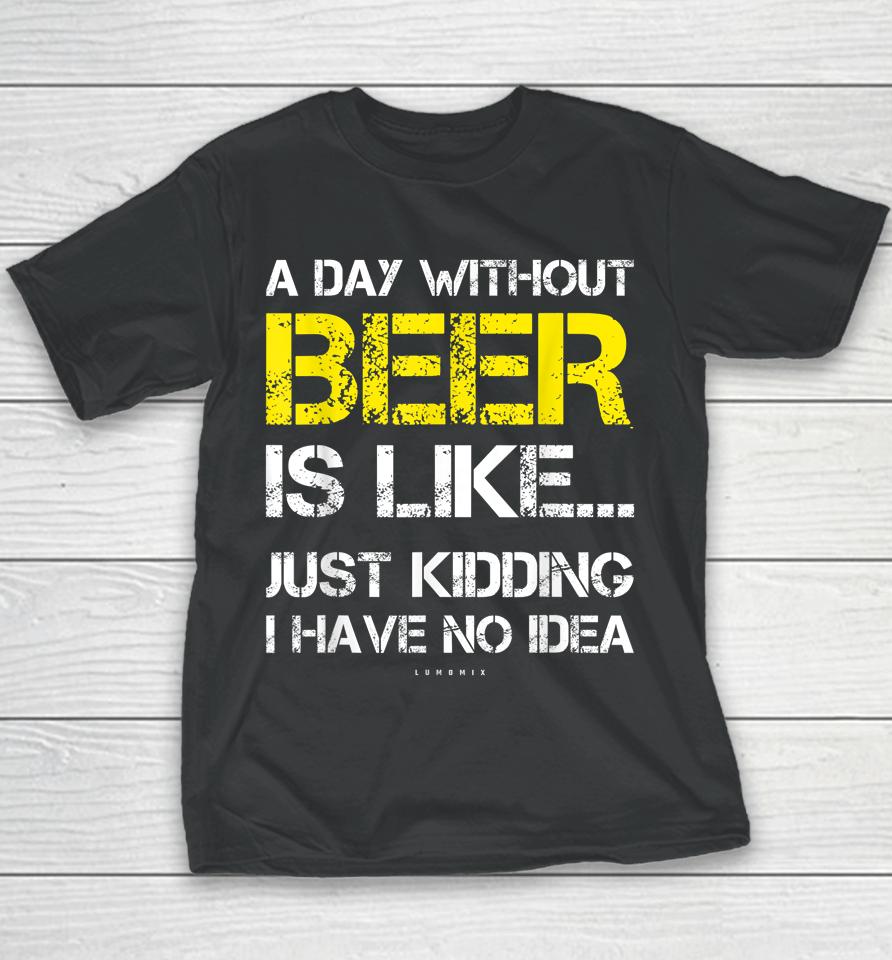 A Day Without Beer Is Like Just Kidding I Have No Idea Funny Beer Lover Gift Youth T-Shirt