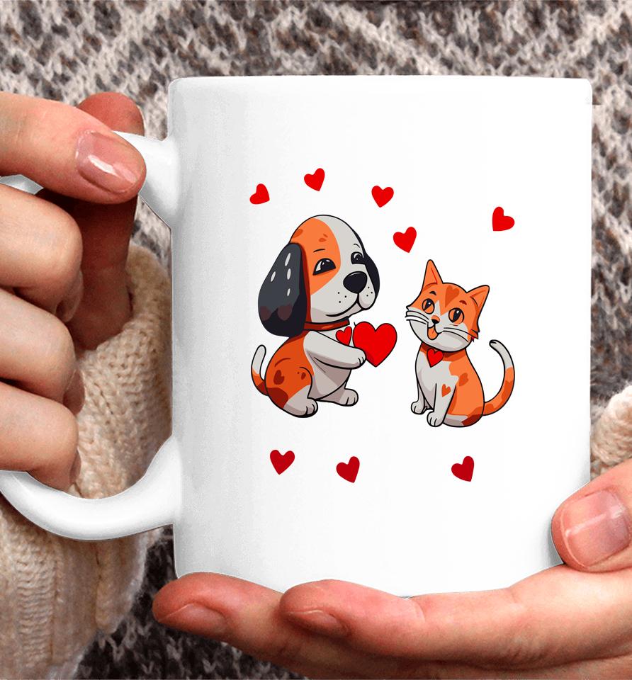 A Dog That Offers A Red Heart For Me A Cat On A Valentine Coffee Mug