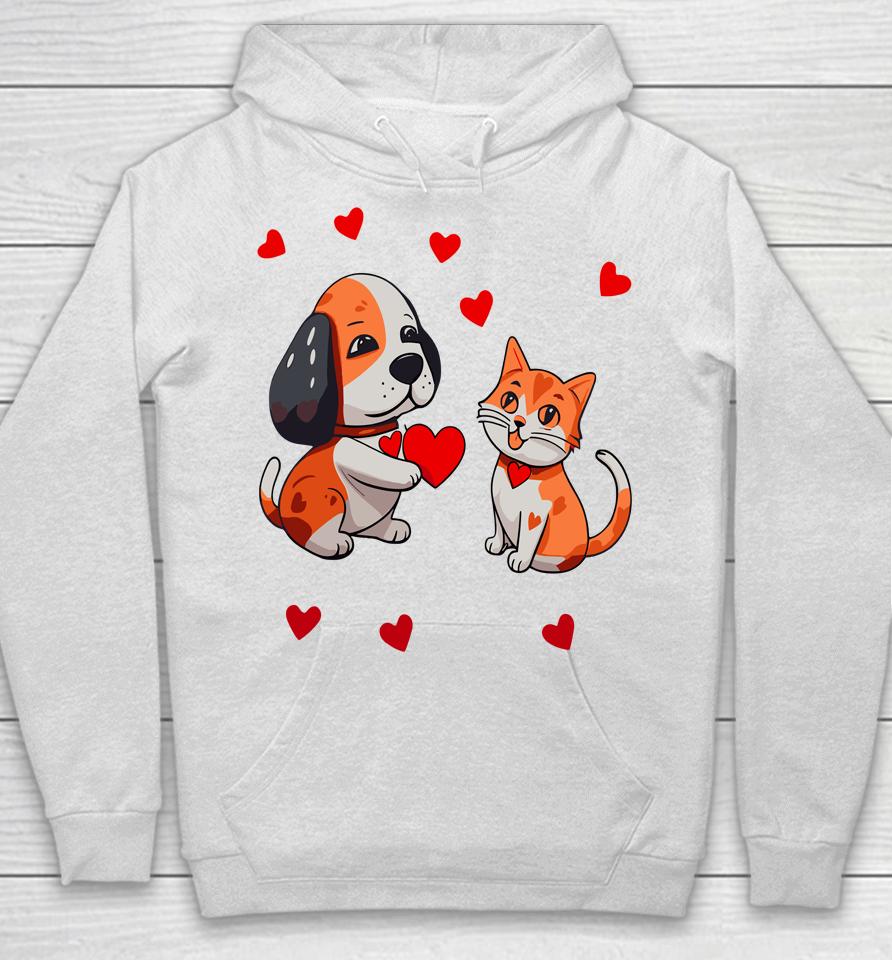 A Dog That Offers A Red Heart For Me A Cat On A Valentine Hoodie