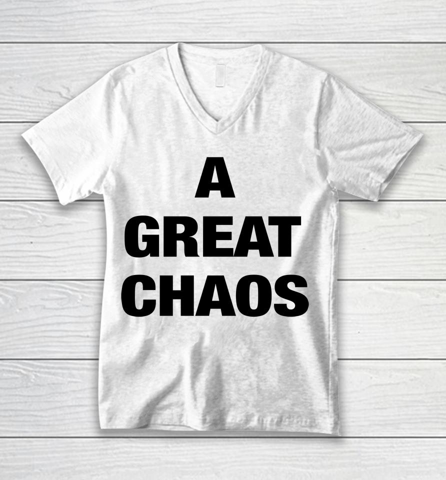 A Great Chaos White Unisex V-Neck T-Shirt