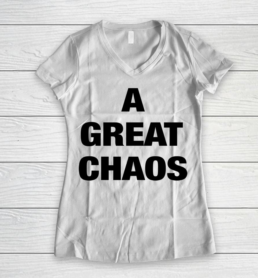 A Great Chaos White Women V-Neck T-Shirt