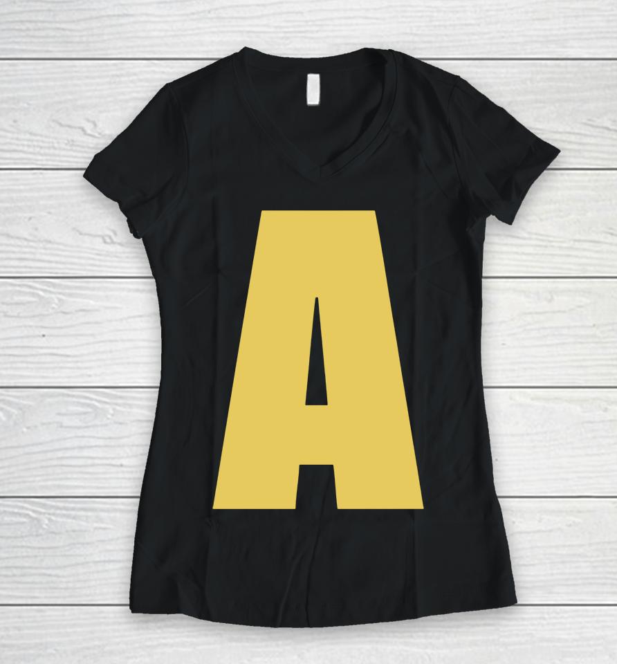 A Letter Alvin Chipmunks Women V-Neck T-Shirt