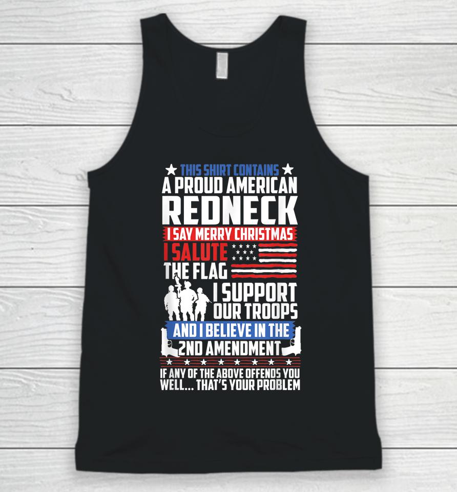 A Proud American Redneck Support Guns Troops Flag Unisex Tank Top