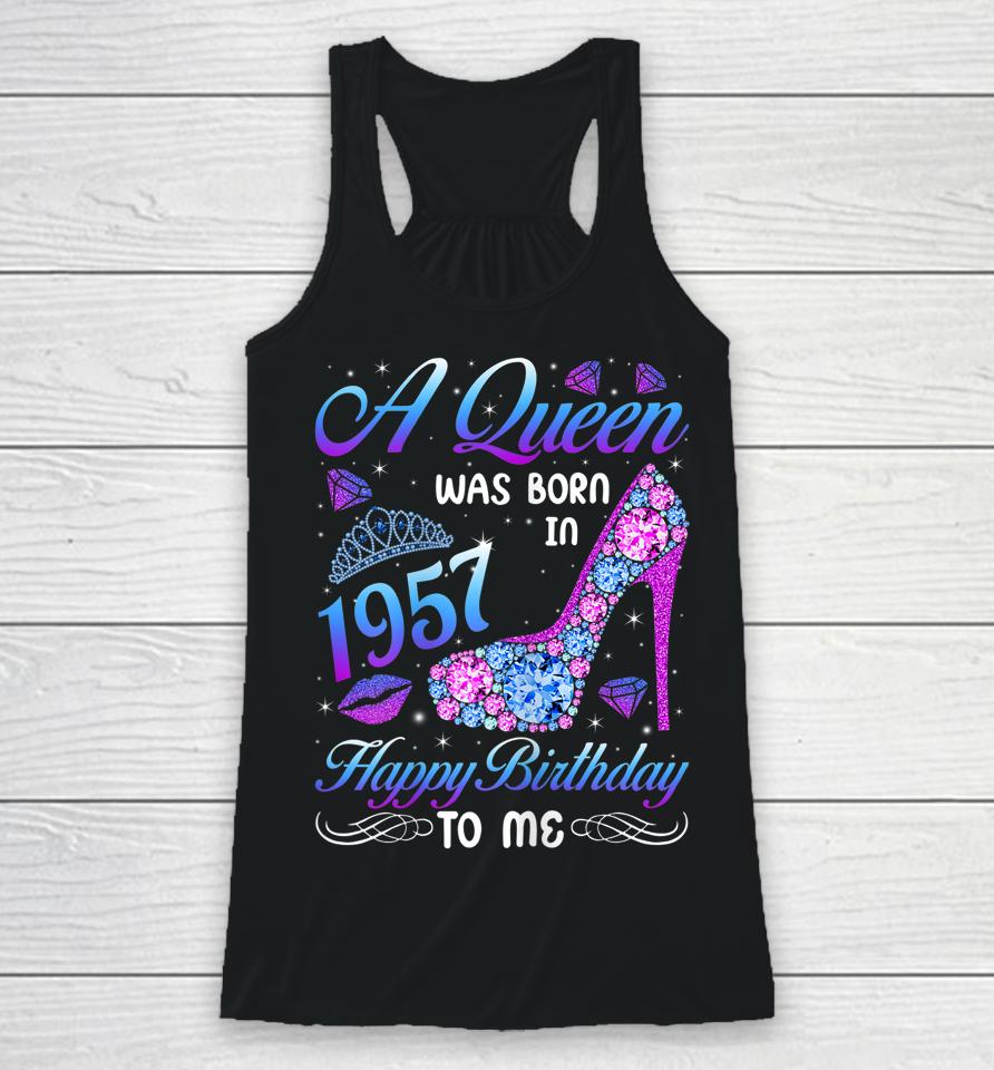 A Queen Was Born In 1957 65Th Birthday High Heel Vintage Racerback Tank