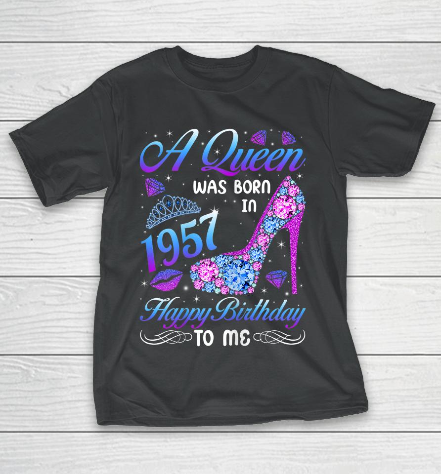 A Queen Was Born In 1957 65Th Birthday High Heel Vintage T-Shirt