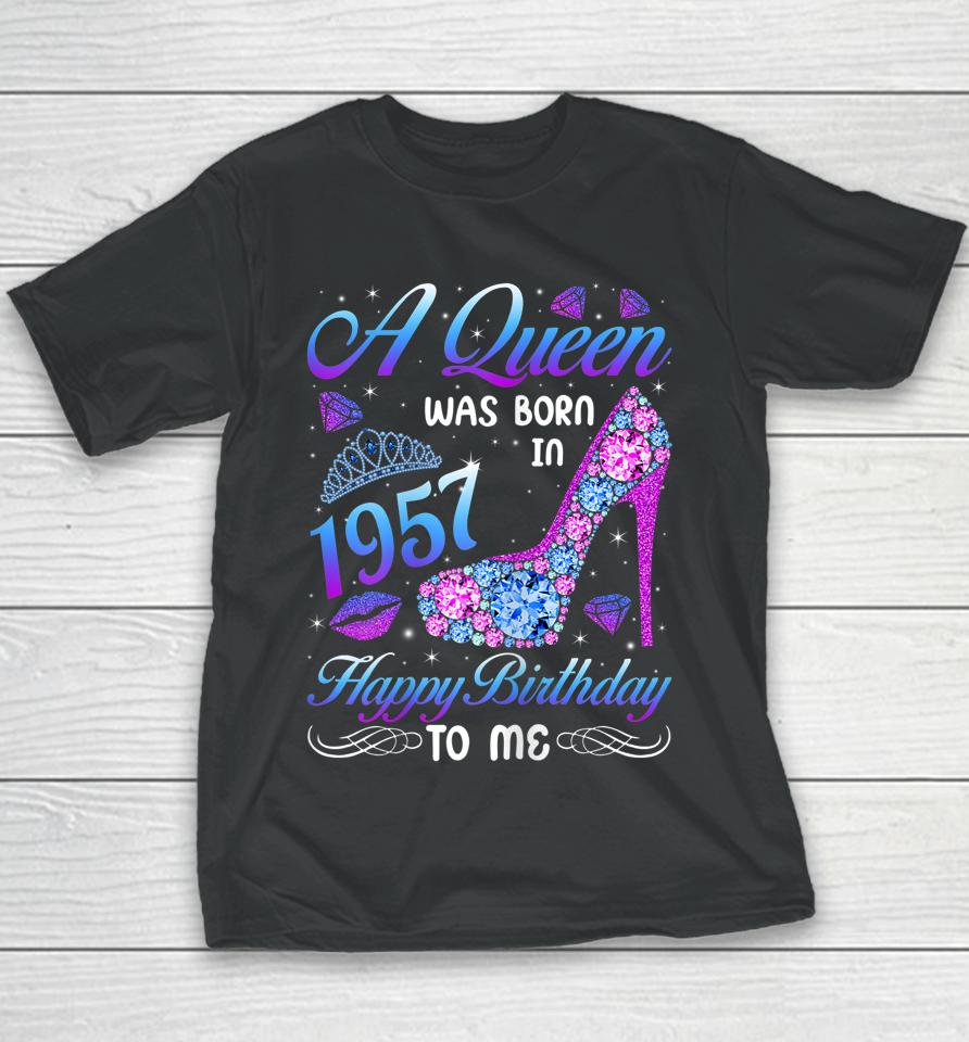 A Queen Was Born In 1957 65Th Birthday High Heel Vintage Youth T-Shirt