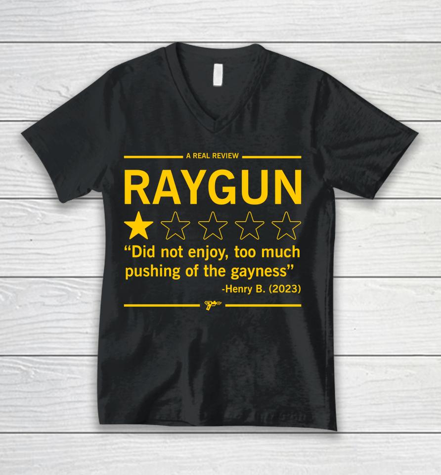 A Real Review Raygun Unisex V-Neck T-Shirt