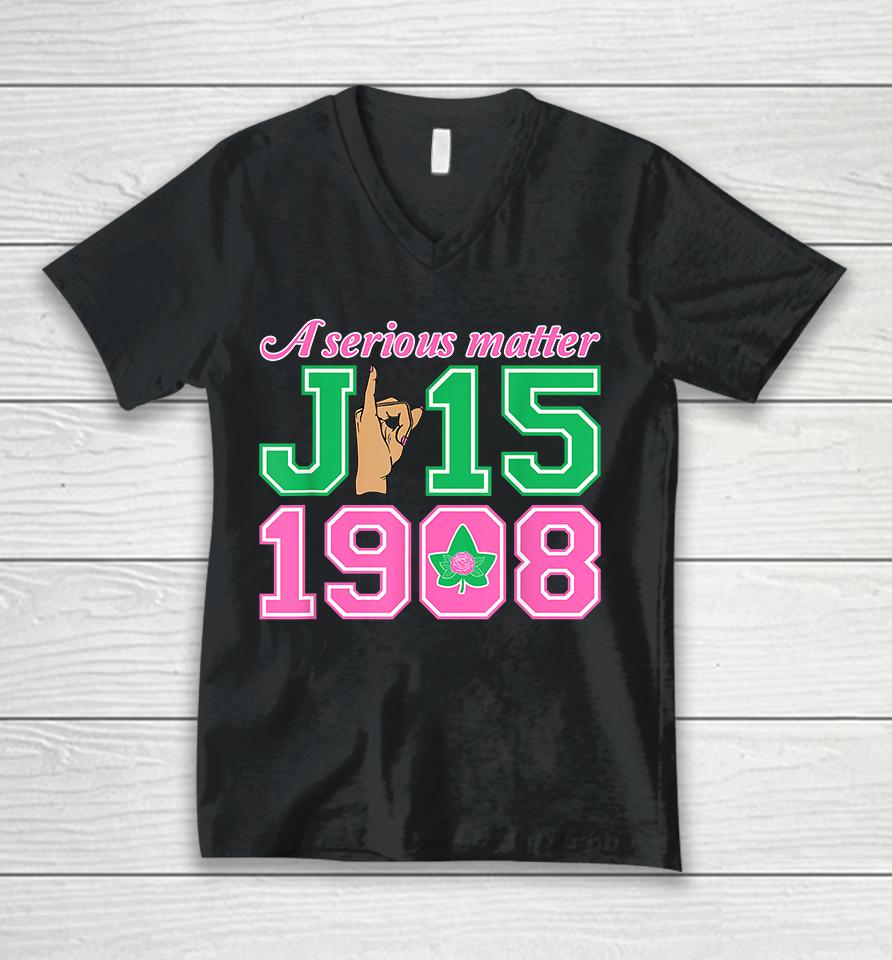 A Serious Matter J15 Founder's Day Aka Women Hand Sign Unisex V-Neck T-Shirt