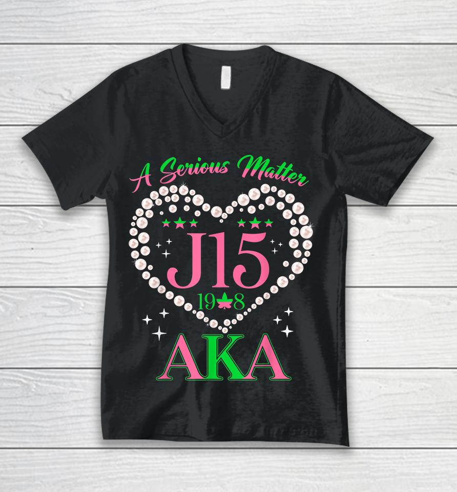 A Serious Matter Pearl Heart J15 Founder's Day Aka Women Unisex V-Neck T-Shirt