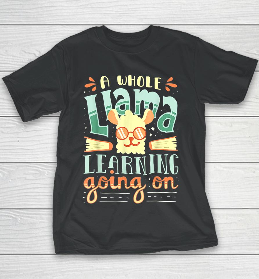 A Whole Llama Learning Going On Cute Teacher Youth T-Shirt