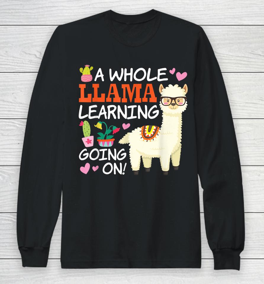 A Whole Llama Learning Going On Teachers Students Alpaca Lovers Gift Long Sleeve T-Shirt