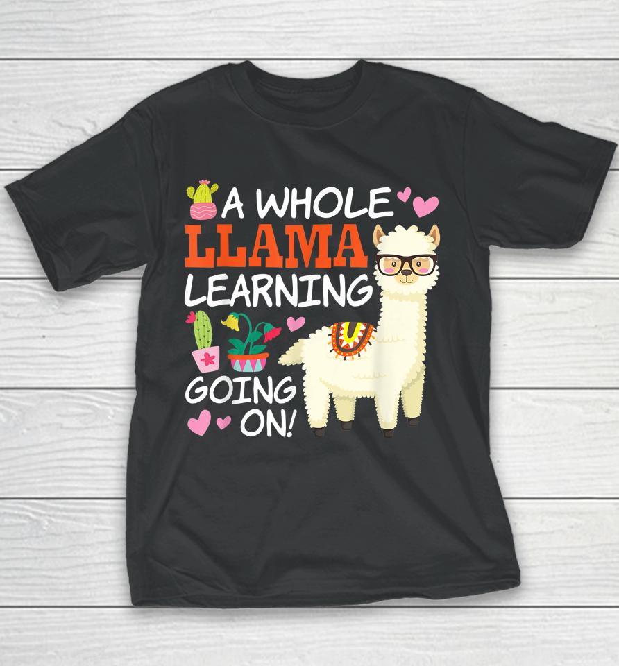 A Whole Llama Learning Going On Teachers Students Alpaca Lovers Gift Youth T-Shirt