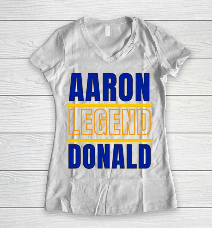 Aaron Donald Legend Los Angeles Rams Football Women V-Neck T-Shirt