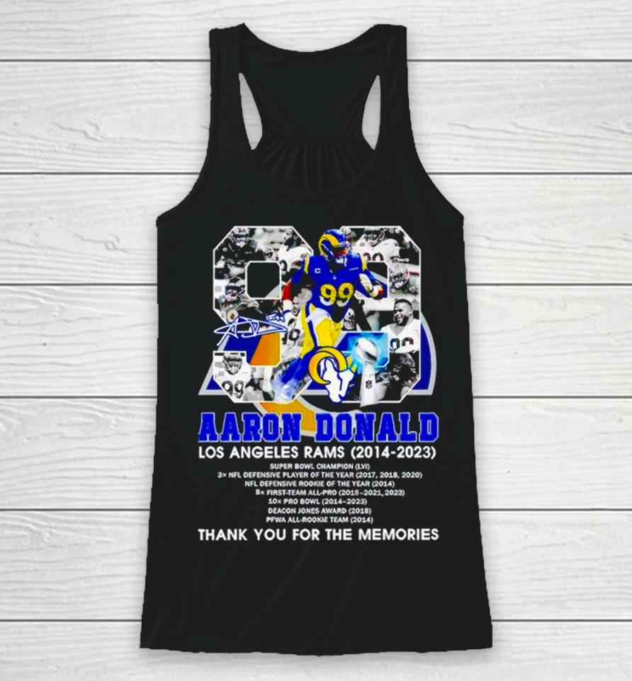 Aaron Donald Los Angeles Rams 2014 2023 Signature Thank You For The Memories Racerback Tank