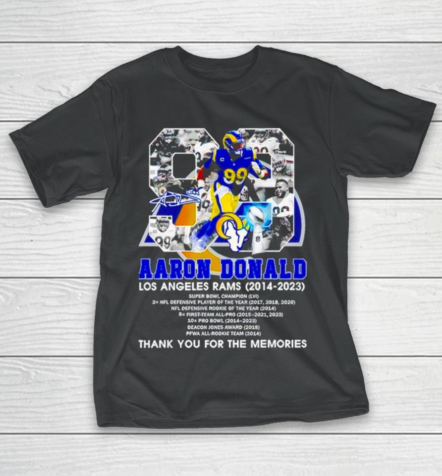 Aaron Donald Los Angeles Rams 2014 2023 Signature Thank You For The Memories T-Shirt