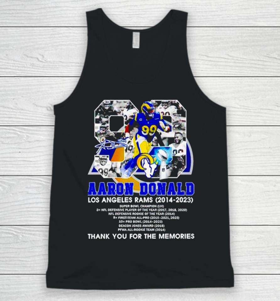 Aaron Donald Los Angeles Rams 2014 2023 Signature Thank You For The Memories Unisex Tank Top