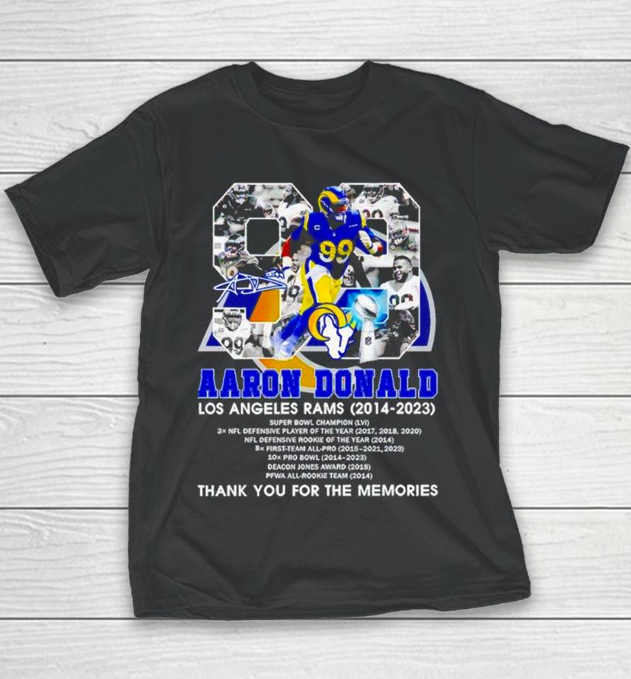 Aaron Donald Los Angeles Rams 2014 2023 Signature Thank You For The Memories Youth T-Shirt