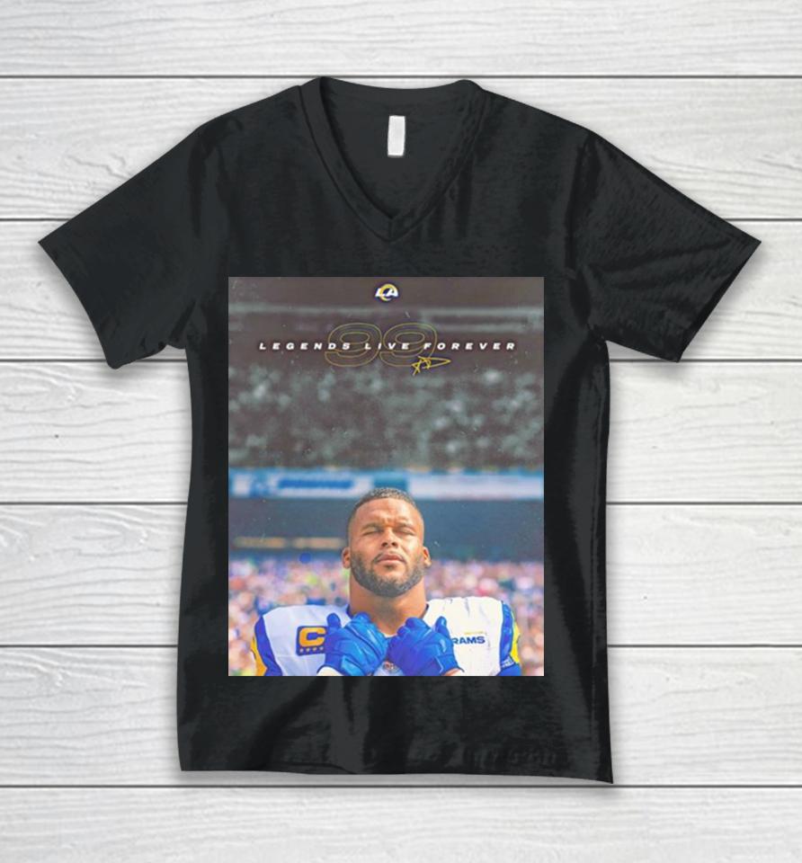 Aaron Donald Los Angeles Rams 99 Lengends Live Forever Unisex V-Neck T-Shirt