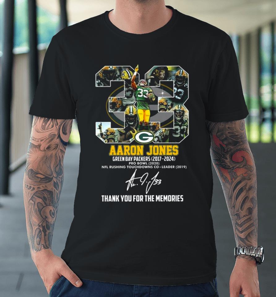 Aaron Jones Green Bay Packers 2017 2024 Thank You For The Memories Signature Premium T-Shirt