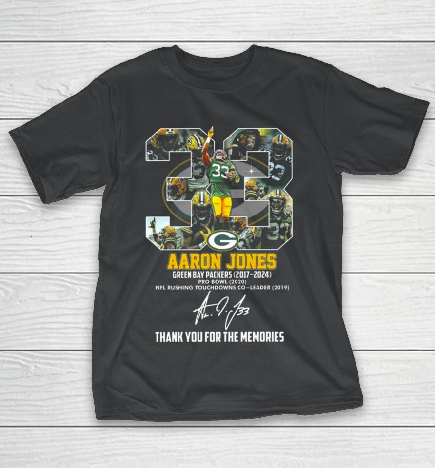 Aaron Jones Green Bay Packers 2017 2024 Thank You For The Memories Signature T-Shirt