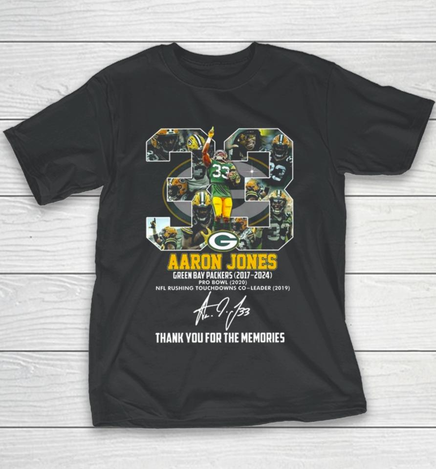 Aaron Jones Green Bay Packers 2017 2024 Thank You For The Memories Signature Youth T-Shirt