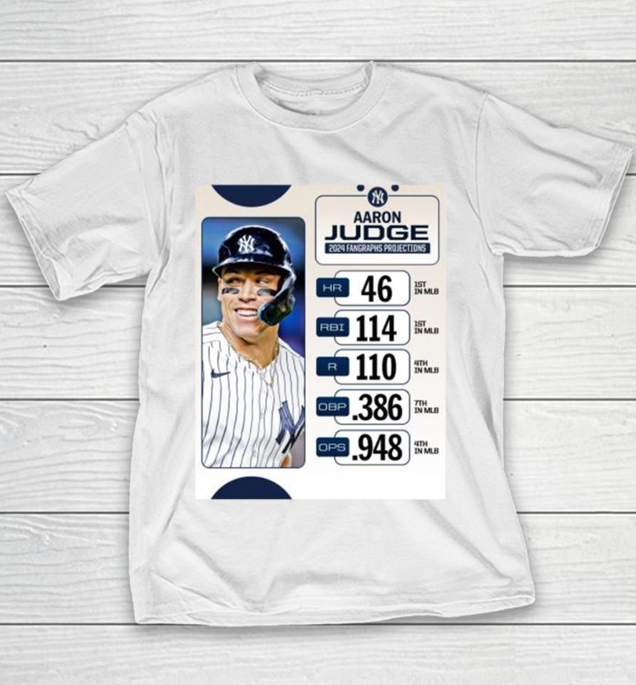 Aaron Judge 2024 Fangraphs Projection 46 Hr, 114 Rbi, 110 R Youth T-Shirt