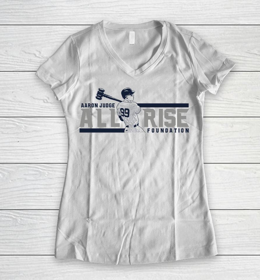 Aaron Judge All Rise Foundation Logo Women V-Neck T-Shirt