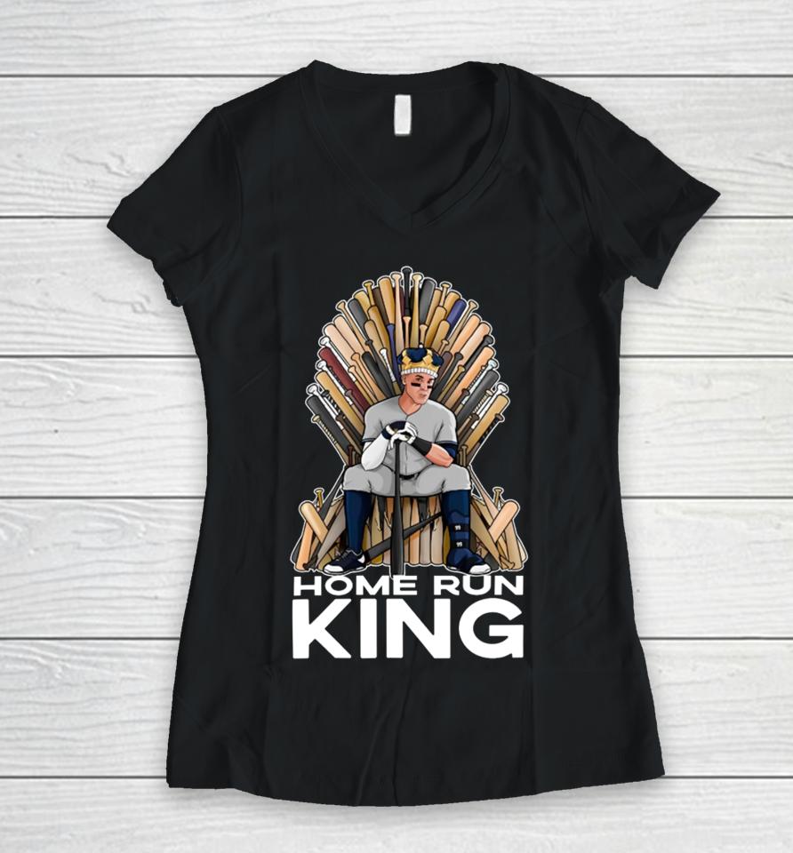 Aaron Judge T Shirt Home Run King Women V-Neck T-Shirt
