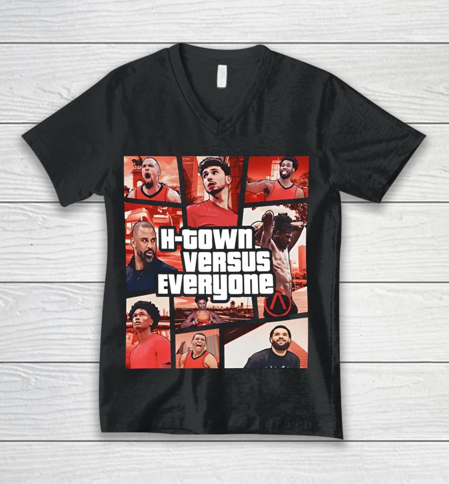 Aaron Patterson Wearing Gta H-Town Vs Everyone Unisex V-Neck T-Shirt