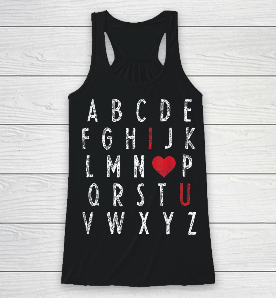Abc Alphabet I Love You English Teacher Valentines Day Racerback Tank