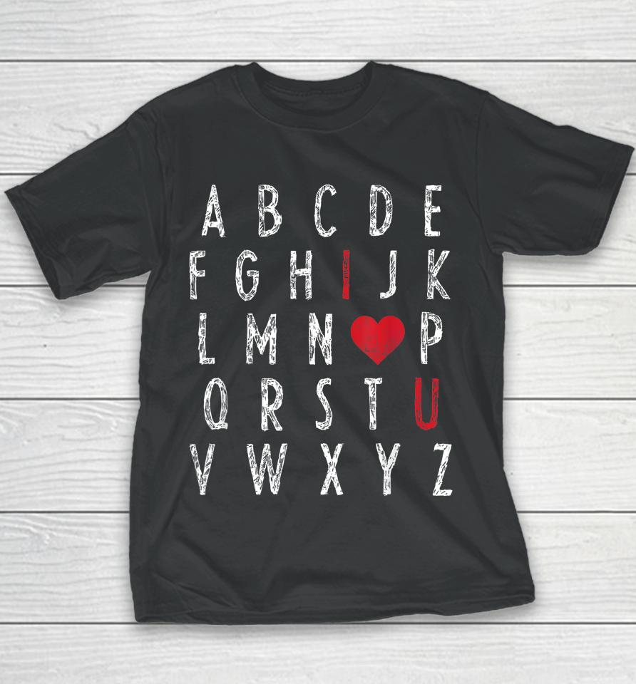 Abc Alphabet I Love You English Teacher Valentines Day Youth T-Shirt