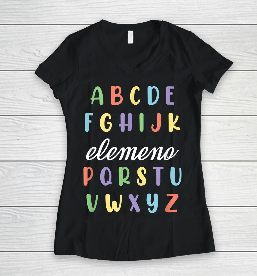 Abc Elemeno Kindergarten Teacher Cute Gifts Back To School Women V-Neck T-Shirt