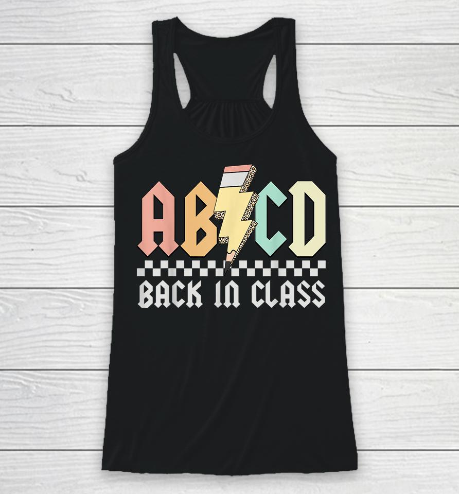 Abcd Alphabets Back In Class Pencil Lightning Teacher Rock Racerback Tank