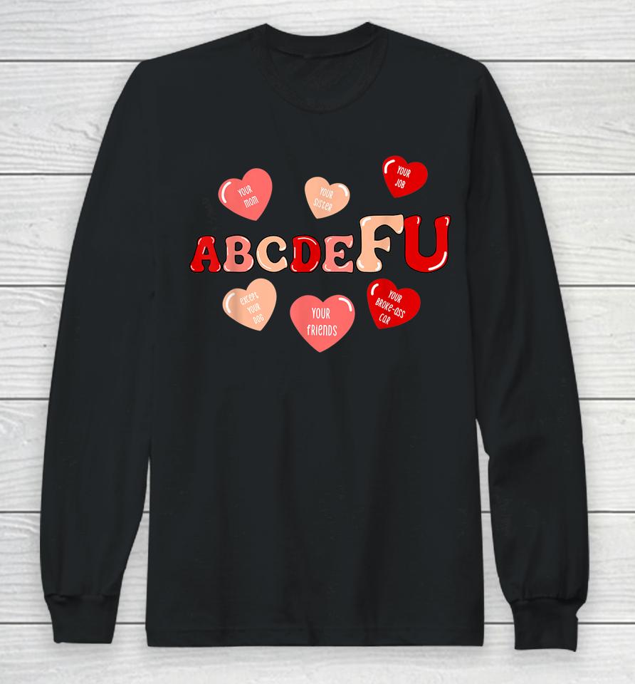 Abcdefu Retro Funny Heart Valentine's Day Long Sleeve T-Shirt