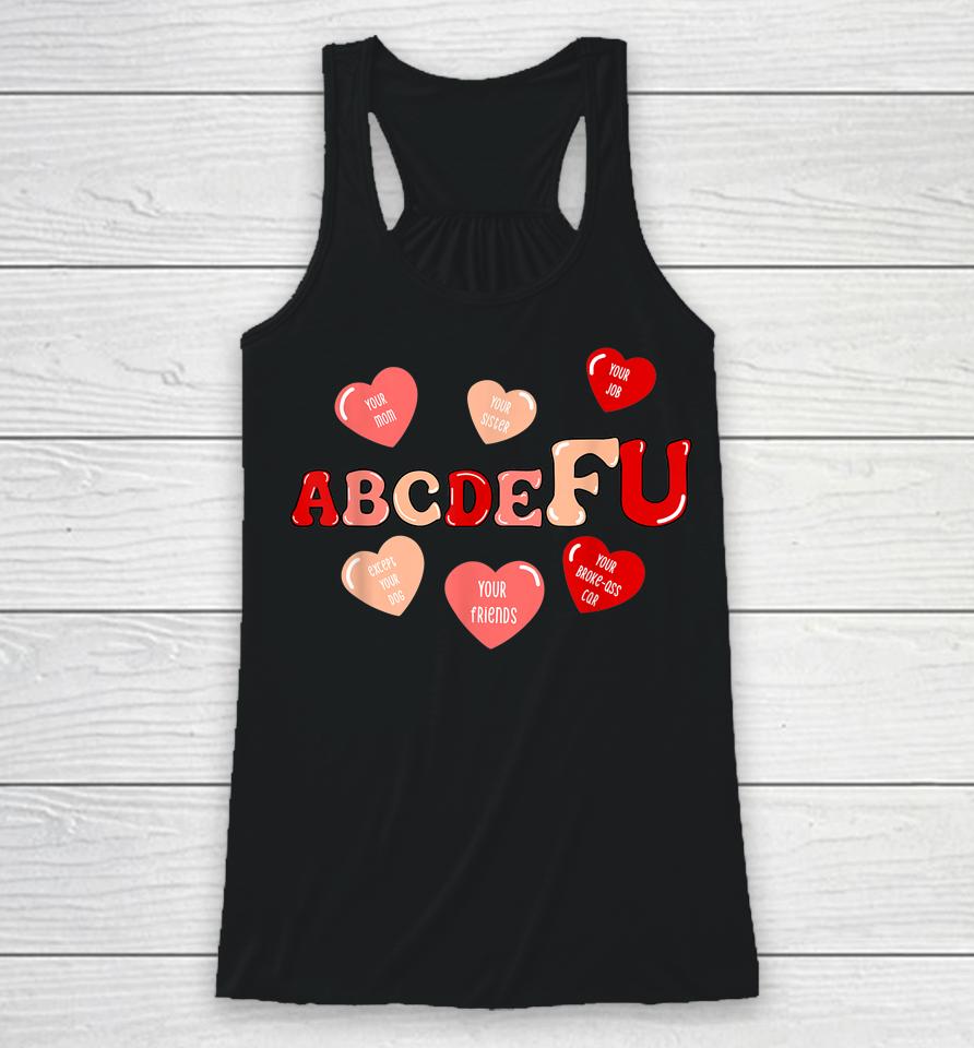 Abcdefu Retro Funny Heart Valentine's Day Racerback Tank