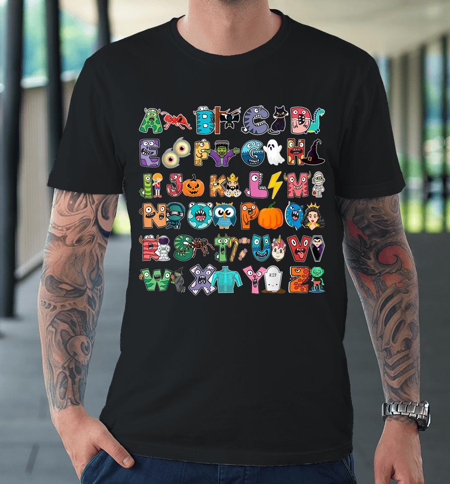 Abcs Learning Kindergarten Teacher Halloween Kids Alphabet Premium T-Shirt