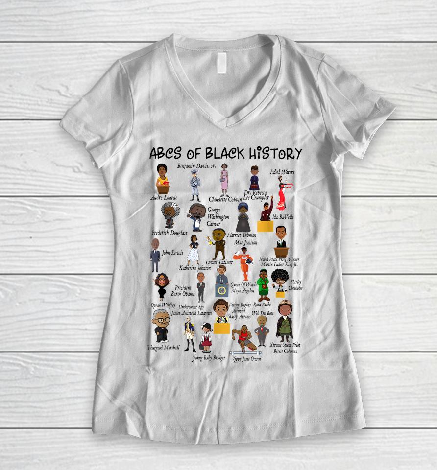 Abcs Of Black History Month Pride Teacher Gift Women V-Neck T-Shirt