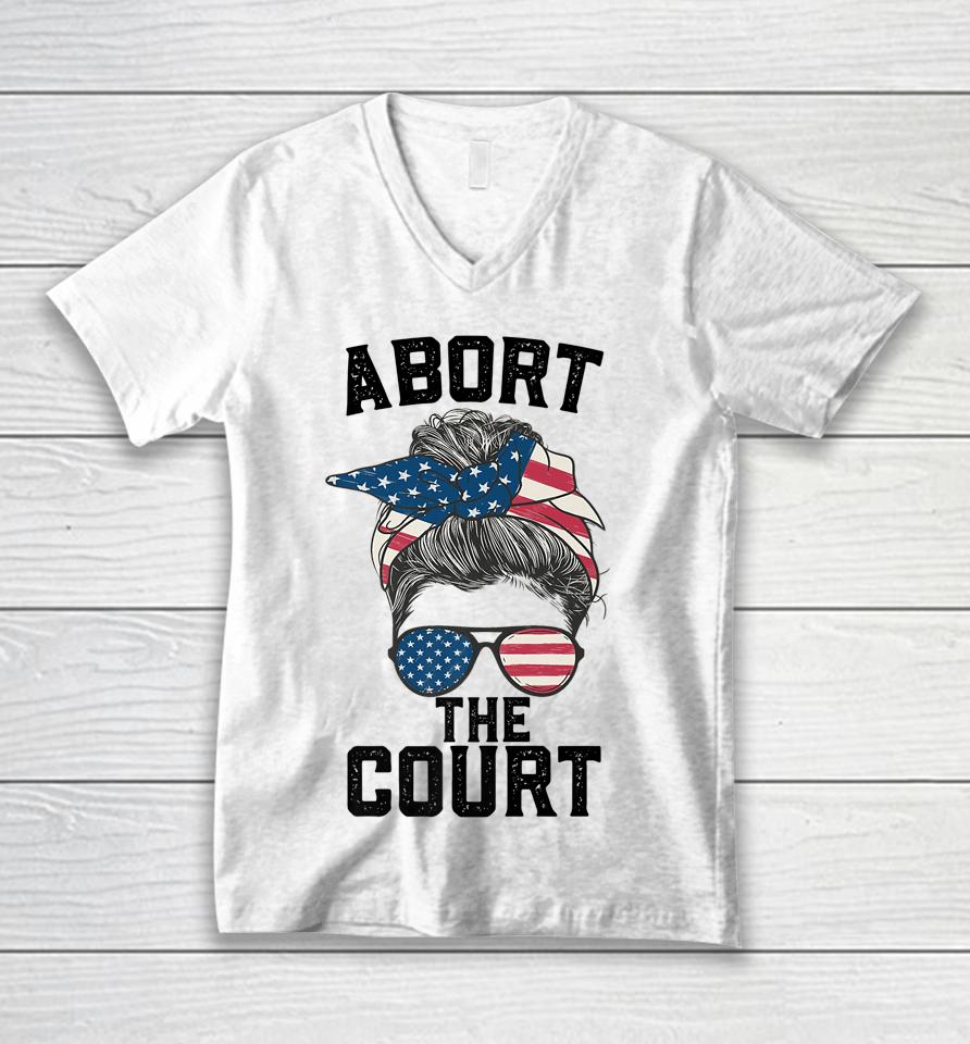 Abort The Court Messy Usa Flag Women Abort The Court Unisex V-Neck T-Shirt