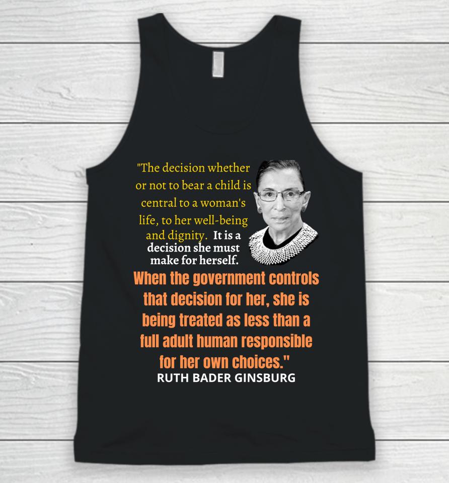 Abortion Pro Choice And Justice Rbg Ruth Bader Ginsburg Unisex Tank Top
